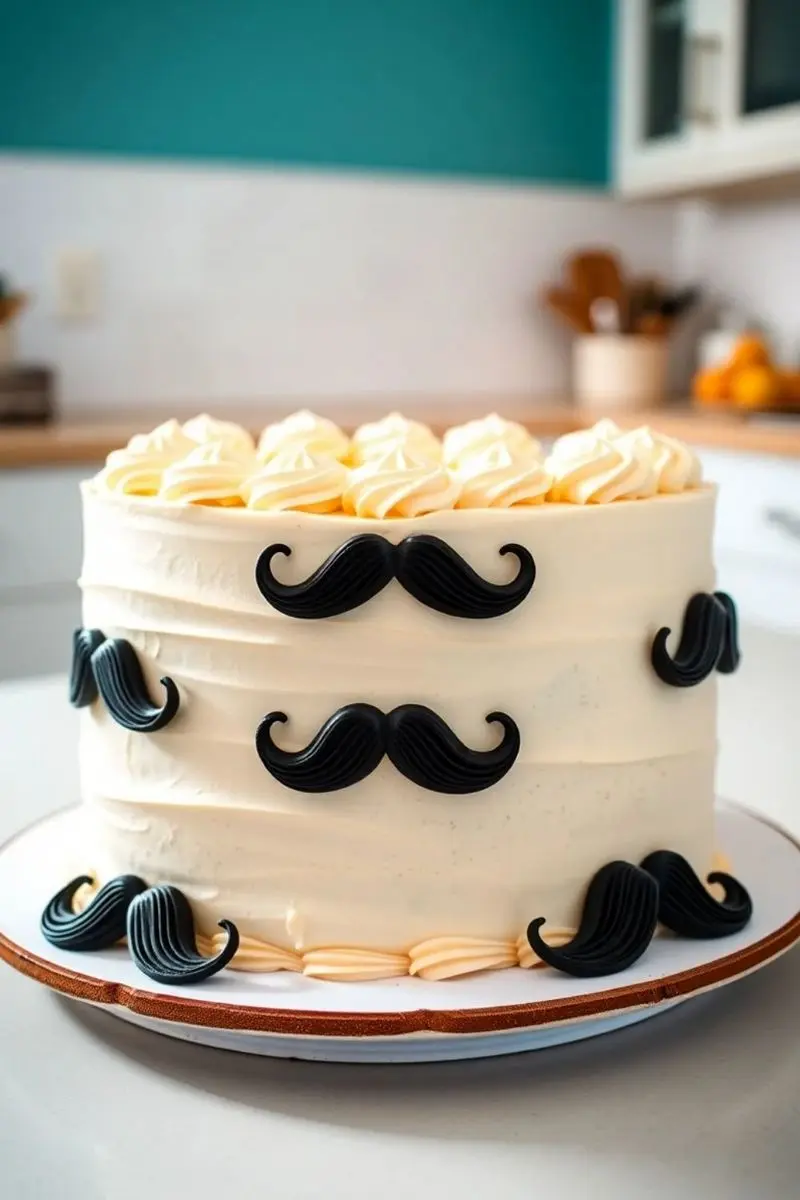 کیک تولد سفید مشکی مردانه