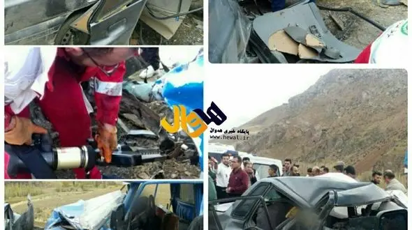 وحشتناکترین عکس ها از تصادف پراید و نیسان آبی /3 زن و 2 کودک کشته شدند!