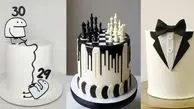 بهترین مدل‌ های کیک تولد مردانه لاکچری سفید و مشکی اینستاگرامی