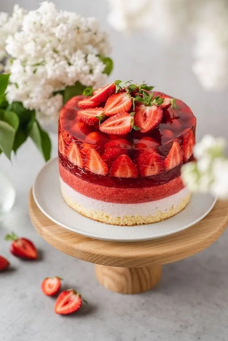 کیک ژله ای میوه ای