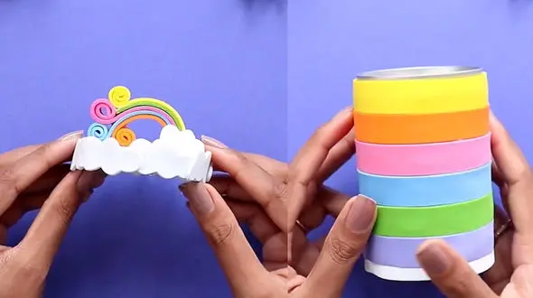 درست کردن رنگین کمان با قوطی سرلاک + فیلم