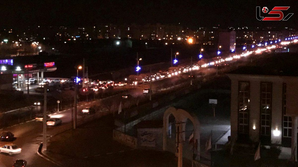  صف طولانی پمپ بنزین بعد از زلزله+فیلم