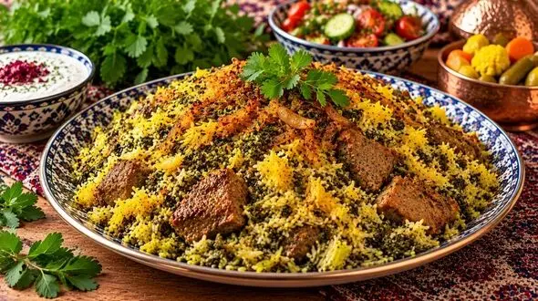 طرز تهیه شنبلیله پلو با گوشت قلقلی؛ خوشمزه و مجلسی