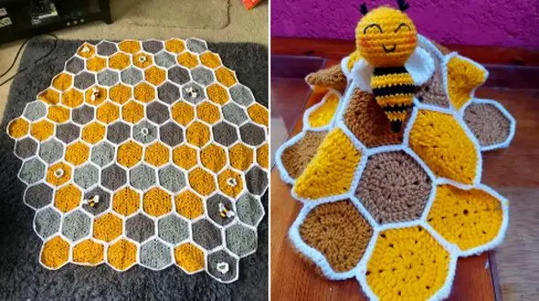 15 مدل شیک پتو قلاب بافی طرح کندو برای خانه‌ های مدرن و کلاسیک