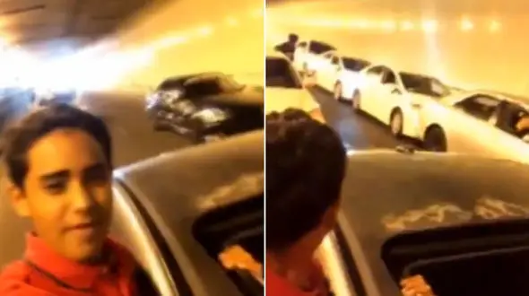 تصادف زنجیره‌ای کاروان عروسی در تونل + فیلم 