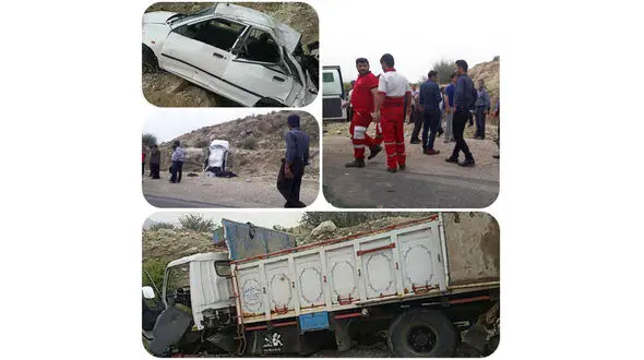 فیلم انتقال هوایی 3 کودک حادثه وحشتناک جاده مسجد سلیمان / 7 کشته و 23 مجروح در برخورد پراید با تریلر + عکس
