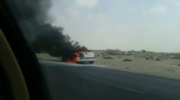 مگان پلیس راه در آتش سوخت