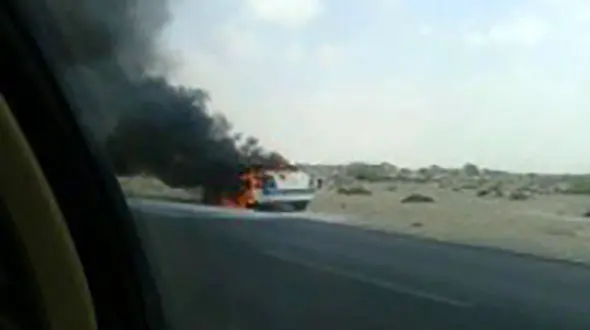 مگان پلیس راه در آتش سوخت