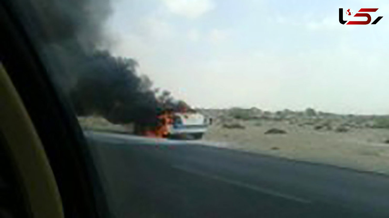 مگان پلیس راه در آتش سوخت