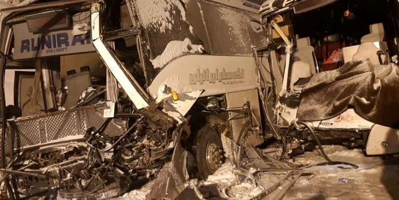تصادف 2 اتوبوس و کشنده در اتوبان پیامبر اعظم بستان آباد