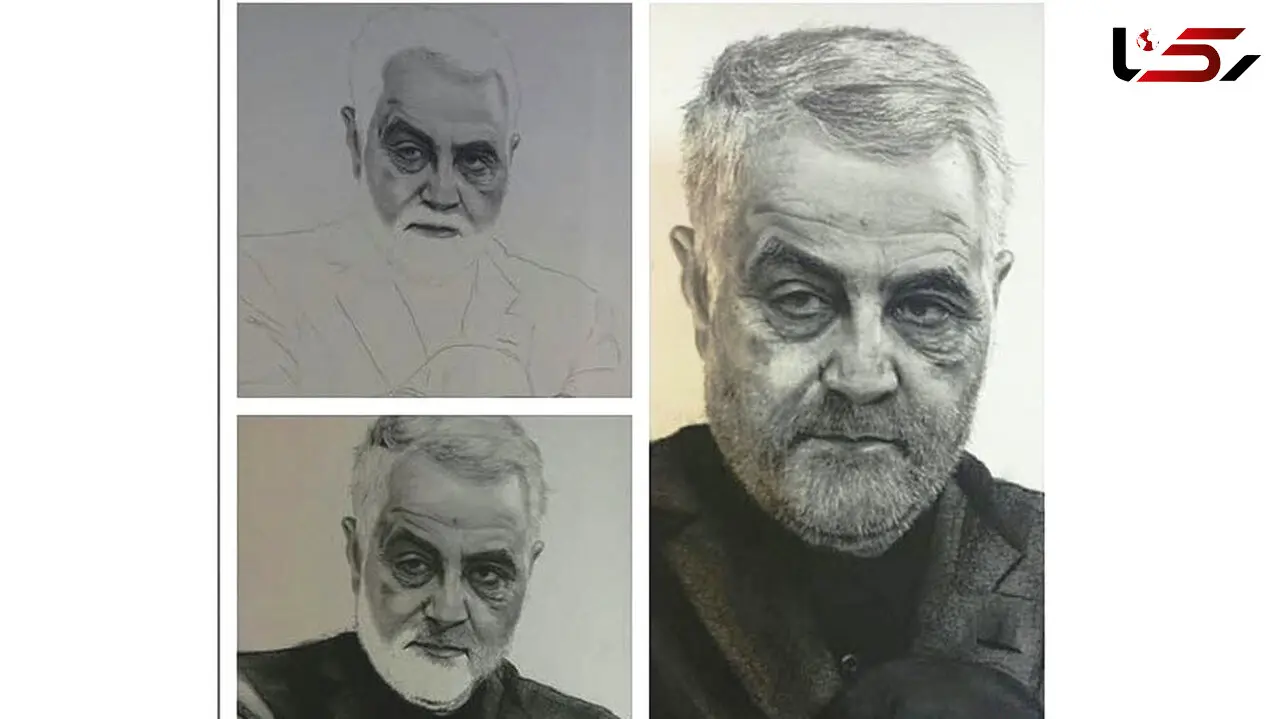 نقاشی سردار سلیمانی به اثر هنری تبدیل شد +عکس