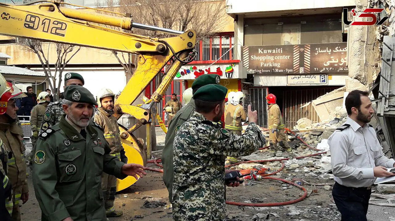 لودرهای نیروی زمینی ارتش در راه پلاسکو/ امدادرسانی نفرات نیروی زمینی در محل حادثه +تصاویر
