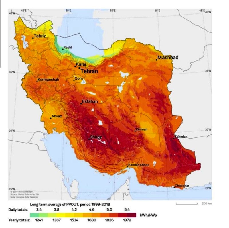 منابع انرژی خورشیدی ایران