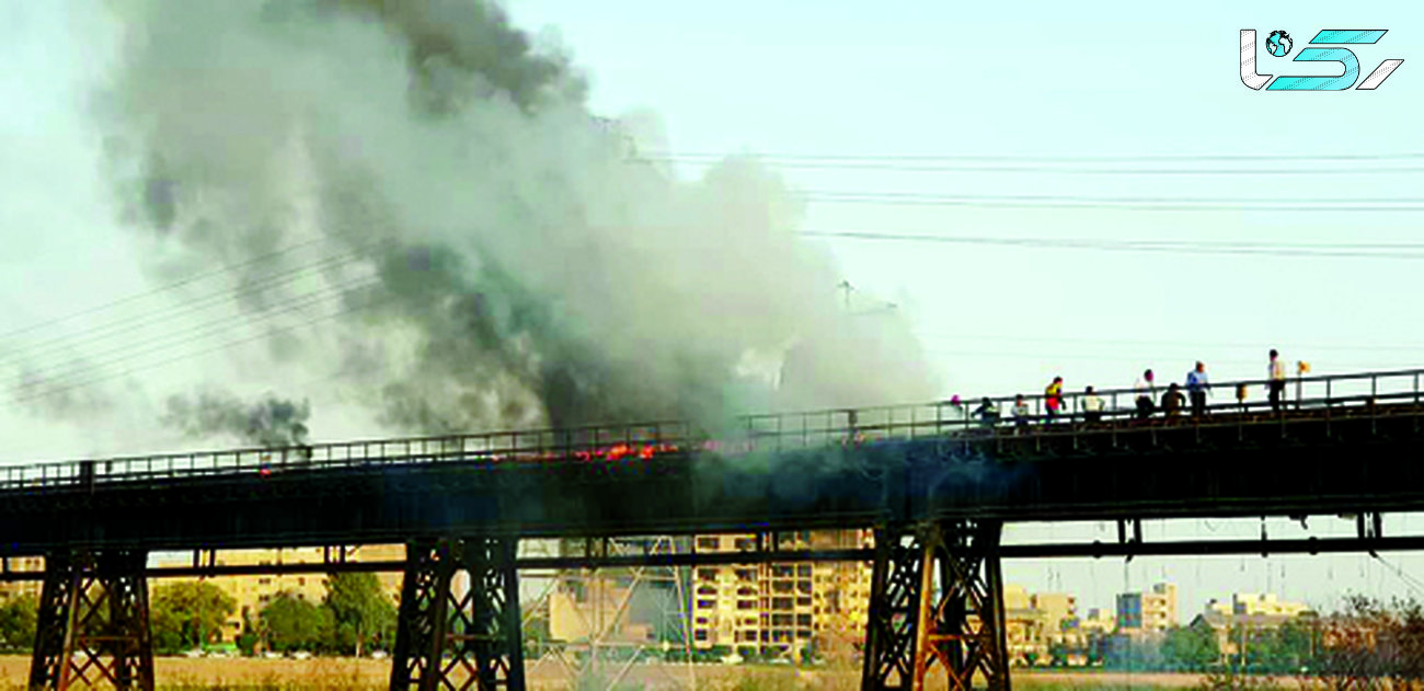 عجیب ترین علت برای  آتش گرفتن «پل سیاه» اهواز+ تصویر