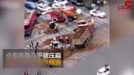 کامیون چینی خودرو شاسی بلند را با راننده له کرد + فیلم