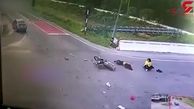 تصادف وحشتناک  کامیون  با موتورسیکلت + فیلم