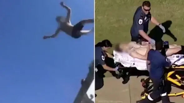 فیلم لحظه شیرجه احمقانه پسر 15 ساله با استخر کشتی تفریحی / او لگنش شکست + عکس