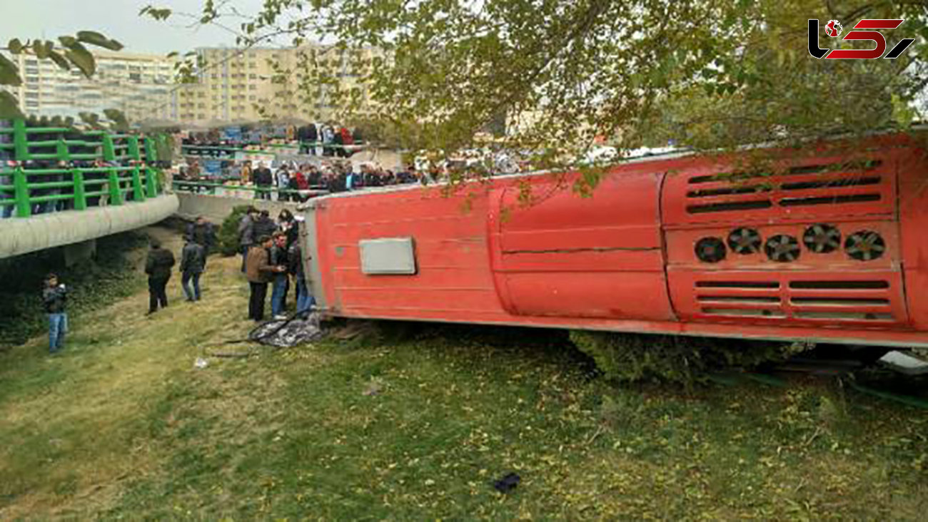 عجیب ترین عکس / سقوط اتوبوس از پل چمران اصفهان + جزییات