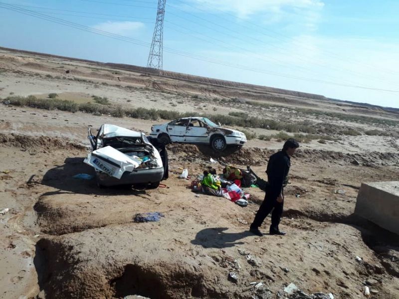 ۶ مصدوم بر اثر تصادف پراید با سمند در جاده آبادان به اهواز