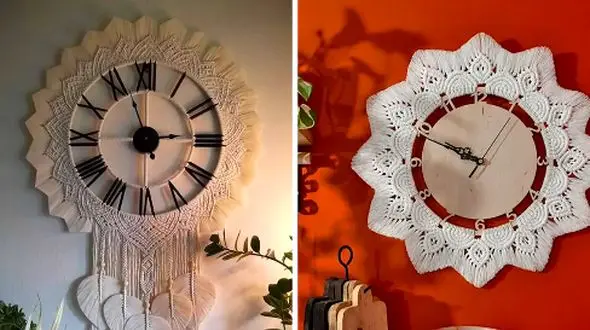 ایده‌ های جذاب ساعت دیواری مکرومه برای دکوراسیون منزل