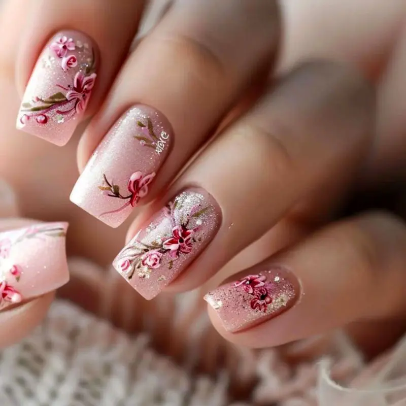  دیزاین ناخن بهاری گلدار زیبا