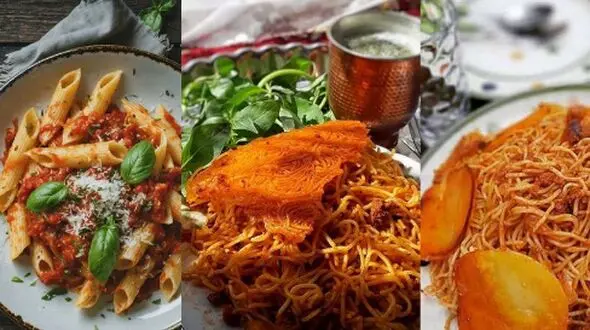 20 مدل تزئین ماکارونی ساده و حرفه‌ ای برای 2 نفر و مهمانی
