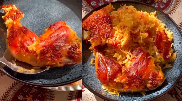 دمی گوجه با ته انداز مرغ + فیلم 