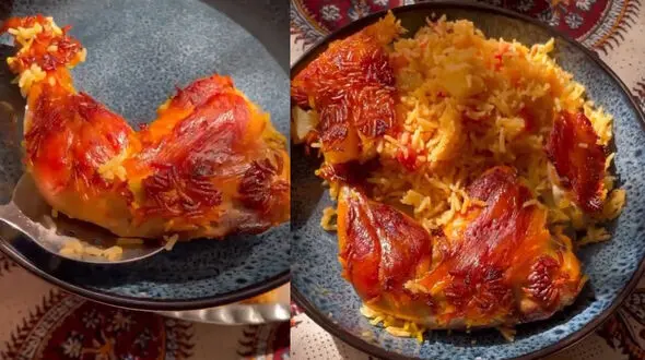 دمی گوجه با ته انداز مرغ + فیلم 