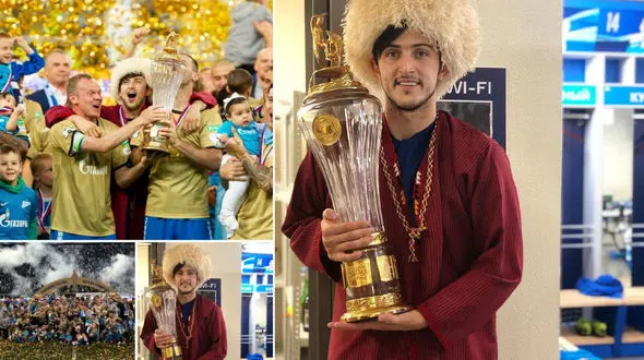  «سردار آزمون» ستاره ملی‌پوش کشورمان با لباس ترکمن در جشن قهرمانی زنیت+فیلم