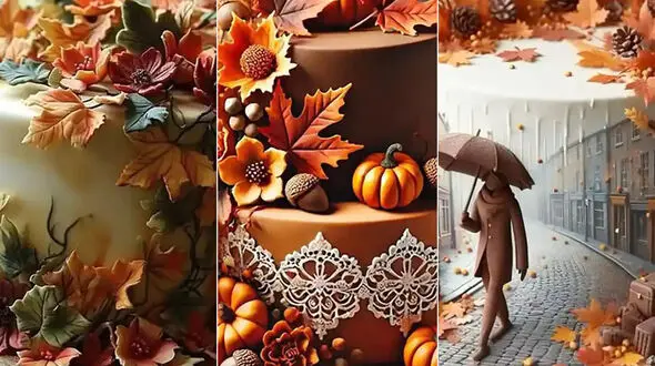 کیک تولد دخترانه در طرح پاییزی + عکس