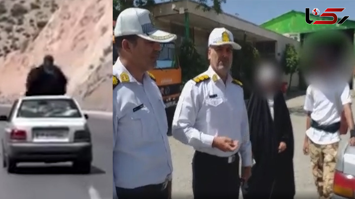  فیلم جنجالی زن چادری روی سقف پراید وسط جاده ! / بعد از توقیف توسط پلیس راهور : داشتم بدلکاری تمرین می کردم ! 