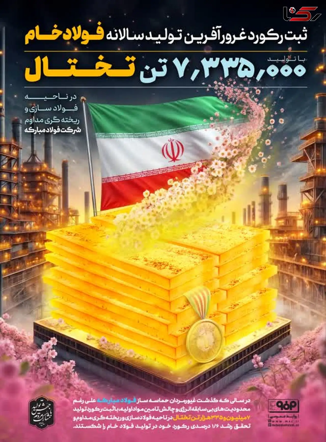 شکستن رکورد تولید سالانه فولاد خام توسط فولاد مبارکه