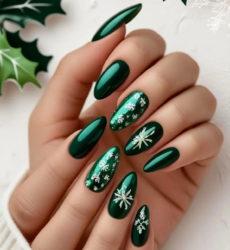 طرح ناخن با نمادهای یلدا  سبز