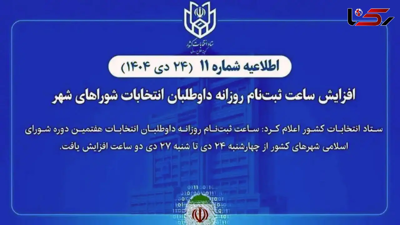 افزایش ساعت ثبت‌نام روزانه داوطلبان انتخابات شوراهای شهر