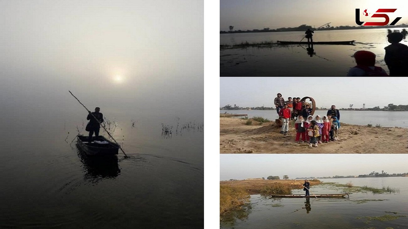 مسیر سخت معلم خوزستانی برای رسیدن به مدرسه / قایق سواری روزانه برای رسیدن به 18 دانش آموز 