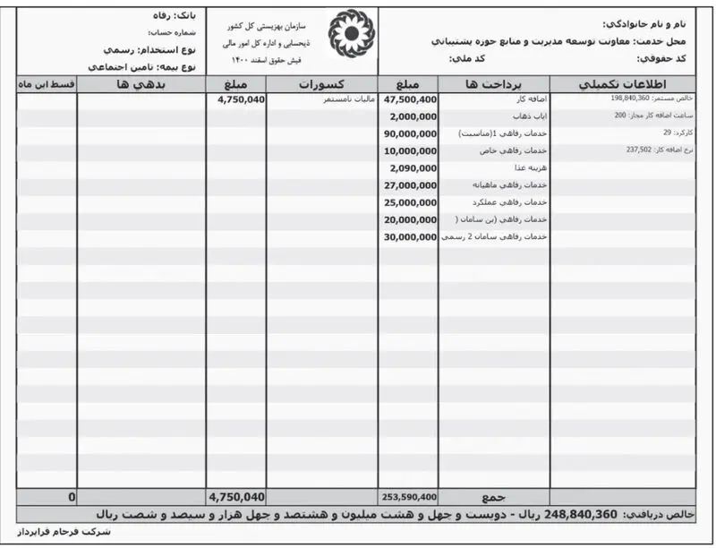 فیش حقوقی