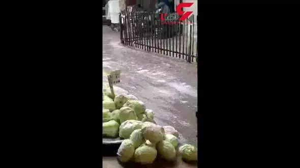 بارش تگرگ در همدان + فیلم