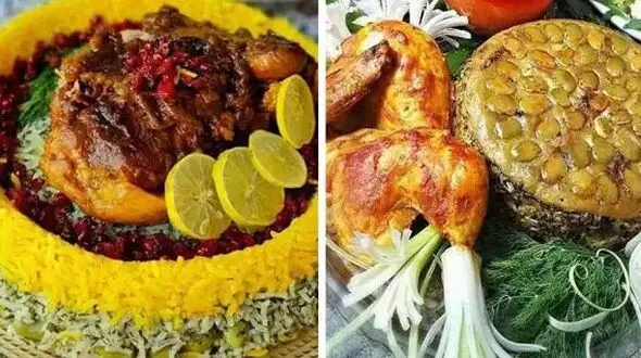 آموزش تزئین حرفه‌ ای باقالی پلو با مرغ و ماهیچه