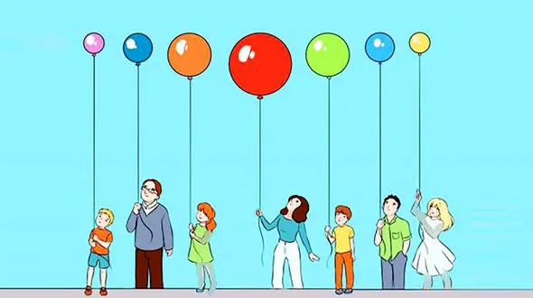 تست هوش/ به نظر شما کدام بادکنک از سقف دورترین فاصله را دارد؟ + پاسخ