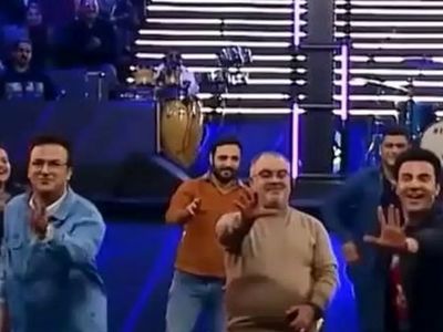 فیلم آواز شاد و  رقص کردی بازیگران دربرنامه زنده ! /  حامد آهنگی همه را آورد وسط !