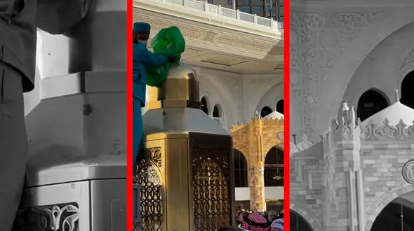 فیلم حضور عجیب زنبورهای عسل در ۱۳ متری کعبه