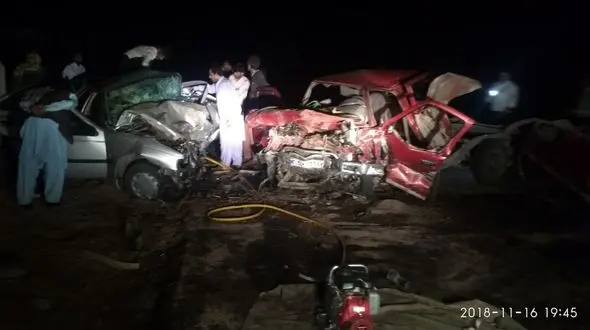 تصادف زنجیره‌ای در ریگان با ۱۰ کشته ومجروح 