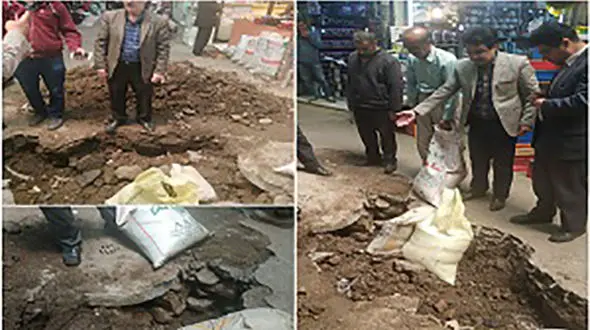 زمین در بازار قزوین دهن باز کرد+ عکس
