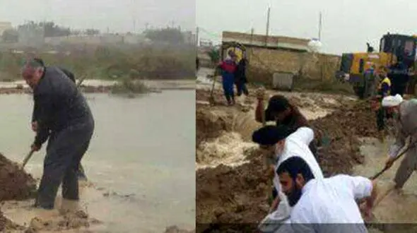 کار زیبای امام جمعه آبادان و نمایندگان مجلس برای جلوگیری از سیل+ تصاویر