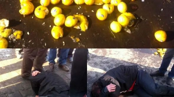 تکرار کتک خوردن دست فروشان توسط عوامل شهرداری / دست فروش در تبریز راهی بیمارستان شد+عکس 