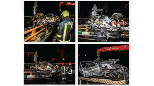 زنده زنده سوختن یک مشهدی در پژو جزغاله شده + عکس 