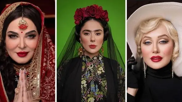نگاهی به گریم جذاب بازیگران ایرانی با الهام از چهره‌های مشهور جهان، از فریدا تا مرلین مونرو / دیسکاور