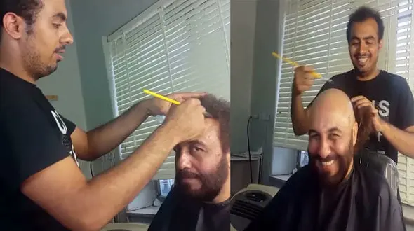 دردسرهای جدا کردن موی مصنوعی از سر رضا عطاران! +فیلم