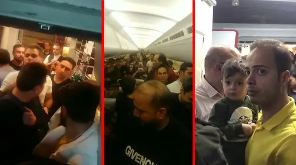 تاخیر عجیب و برخورد ناجور خدمه پرواز قشم ایر تفلیس - تهران با مسافران + فیلم