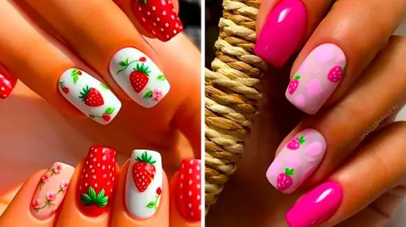 طرح‌ های دلربای توت فرنگی روی ناخن؛ 15ایده خاص برای زیبایی دست‌ ها